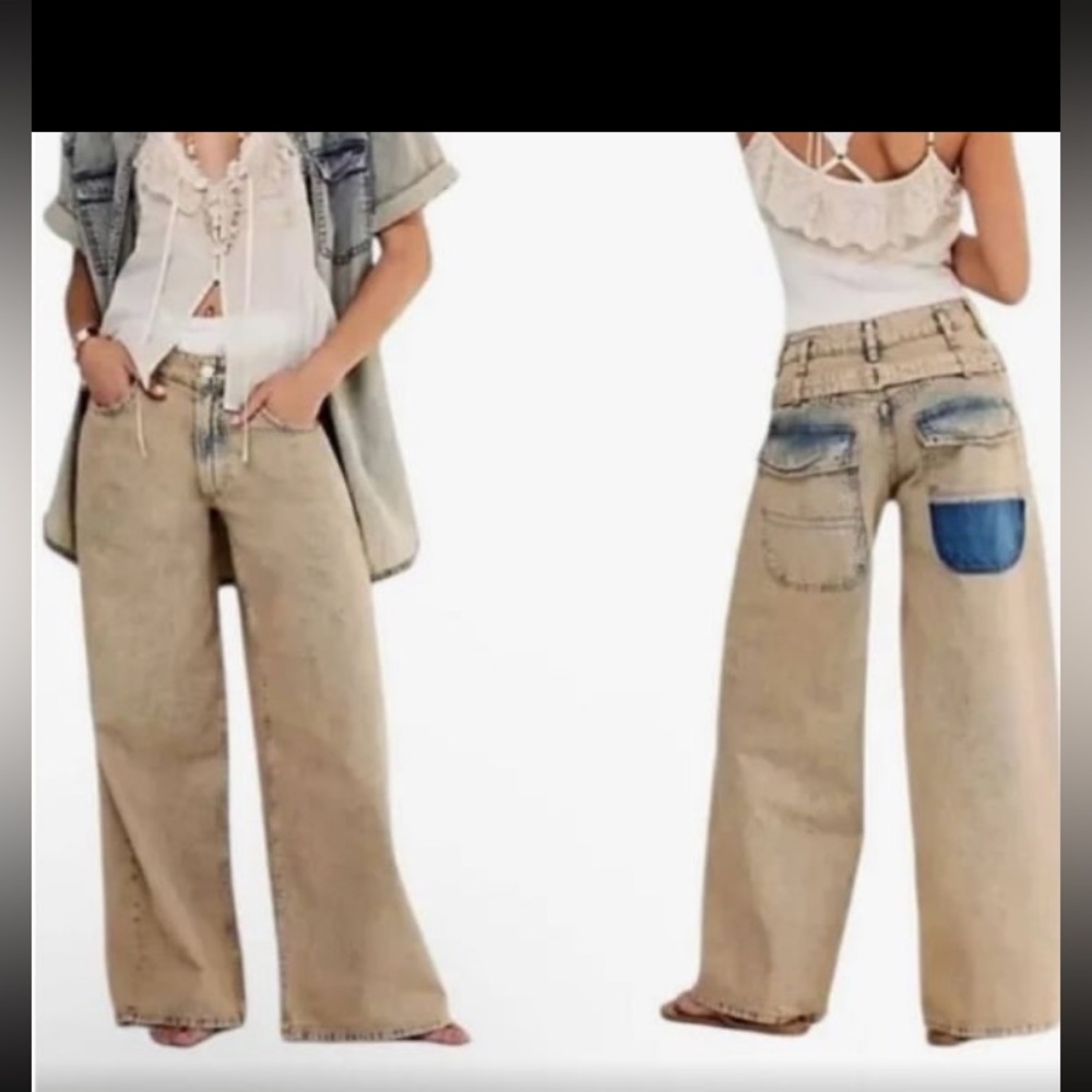 We The Free Waterfalls Baggy Wide Leg Jean. Size 26”